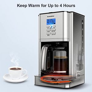 12 Cup Programmable Stainless Steel Drip Coffee Maker Machines Built in Hot Preservation Board Coffee Pot with Glass Carafe Permanent Filter Basket 60 Oz-(Light Model)-NEW CM8903
