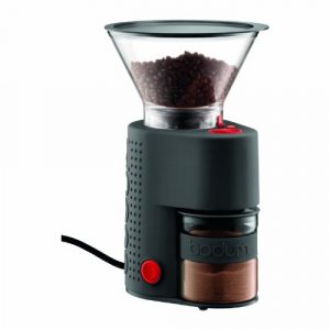 Bodum Bistro Burr Grinder, Electronic Coffee Grinder with Continuously Adjustable Grind, Black & Pour Over Coffee Maker with Permanent Filter, 1 Liter, 34 Ounce, Black Band