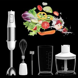 Hand Blender 500W, Upgraded 5 in 1 Immersion Hand Blender, 6 Speed Stainless Steel Stick Mixer, 600 ml Beaker with Chopper, Whisk, Milk frother, Food Processors for home