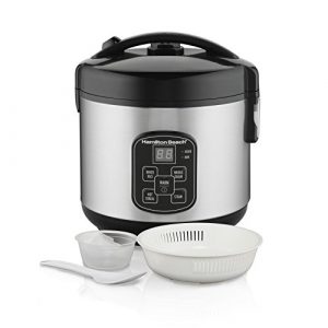 Hamilton Beach Digital Programmable Rice Cooker & Food Steamer, 8 Cups Cooked (4 Uncooked) & Power Elite Blender with 12 Functions for Puree, Ice Crush, Shakes and Smoothies, Black