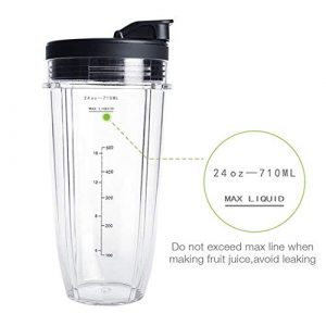 24oz Blender Cups with Sip & Seal Lids, Ninja Blender Replacement Parts Compatible with BL480, BL490, BL640, BL680 for Nutri Ninja Auto IQ Series Blenders (24oz)