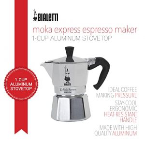 Bialetti Moka Express 1-Cup (2 Oz - 60 Ml) Aluminum Stovetop Espresso Maker, Silver