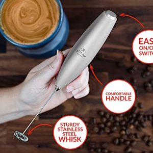 Zulay Milk Frother for Coffee with Upgraded Titanium Motor - Handheld Frother Whisk, Milk Foamer, Mini Blender and Electric Mixer Coffee Frother for Frappe, Latte, Matcha, No Stand - Silver