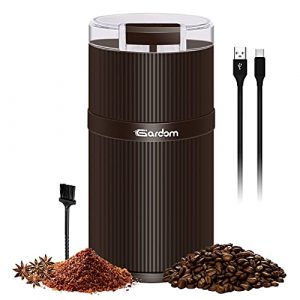 GARDOM Cordless Coffee Grinder Electric: Portable Quiet Battery Operated Small Coffee Bean Spice Grinder USB Rechargeable Mill Machine for Coarse Espresso French Press Nut Herb Tea