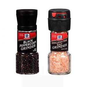 Seasoning Bundle - 2 Items: McCormicks Himalayan Pink Salt Grinder 2.5 Oz. and McCormicks Black Peppercorn Grinder 1.0 Oz