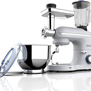 3 in 1 Stand Mixer, 850W 6.5QT Kitchen Food Mixer with Tilt-Head 6 Speed, Electric Standing Mixers with Dough Hook, Whisk, Beater, Meat Blender and Juice Extracter, Silver