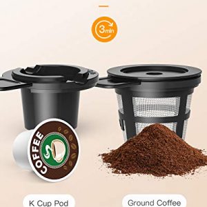 Single Serve Coffee Maker with Milk Frother, Single Cup Coffee Brewer for K cup and Ground Coffee, Cappuccino Machine and Latter Maker Bundle