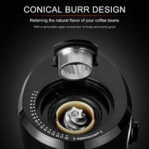 Secura Conical Burr Coffee Grinder, Electric Coffee Grinder with 18 Grind Settings, Adjustable Burr Mill Coffee Bean Grinder for 2-10 Cups