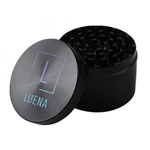 LUENA Spice Grinder 2.5 Inches -Perfect for Dry Herb and Spices - 4 Layer - Mini Grinder - Black