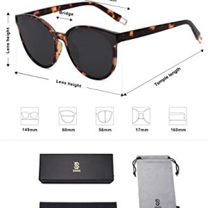 SOJOS Fashion Round Sunglasses for Women Men Oversized Vintage Shades SJ2057, Tortoise/Grey