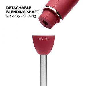 Chefman Immersion Stick Hand Blender with Stainless Steel Blades, Powerful Electric Ice Crushing 2-Speed Control Handheld Food Mixer, Purees, Smoothies, Shakes, Sauces & Soups, Red