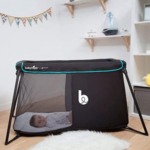 Babymoov Naos Crib & Playard | 2-in-1 Design, Easy Setup, Lightweight with Memory Foam Mattress & Carry Bag Included (Patented Design)