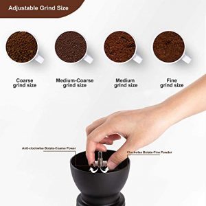 PARACITY Manual Coffee Bean Grinder with Ceramic Burr, Hand Coffee Grinder Mill Small with 2 Glass Jars( 11OZ per Jar) Stainless Steel Handle for Drip Coffee, Espresso, French Press, Turkish Brew …