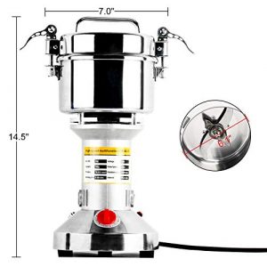 Homend High Speed 700g Electric Grain Mill Grinder Powder Machine Spice Herb Grinder 2500W 70-300 Mesh 36000RPM Stainless Steel Commercial Grade for Kitchen Herb Spice Pepper Coffee (700g)