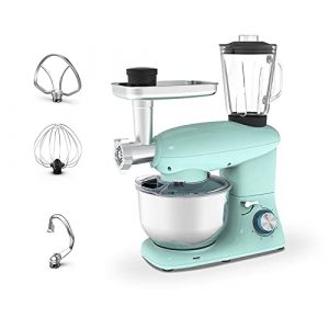 3 in 1 Stand Mixer, 6 Quarts 850W, Tilt-Head Kitchen Mixer 6 Speed Electric Mixer with Meat Grinder and Juice Blender, Food Mixer - Blue