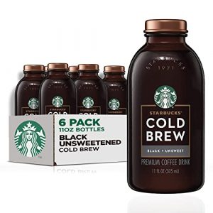 Starbucks Cold Brew Coffee, Black Unsweetened, 11 oz Glass Bottles, 6 Count