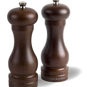 COLE & MASON Capstan Wood Salt and Pepper Grinder Gift Set - Wooden Mills Include Precision Mechanisms and Premium Sea Salt and Peppercorn Refills