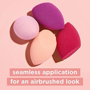 Real Techniques Mini Miracle Complexion Sponge Makeup Blender, Beauty Sponge For Touch Ups, Professional Makeup Tool, Cruelty Free, Latex Free, Perfect For Travel or On The Go, 4 Count