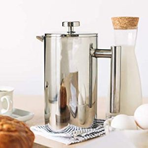 Mixpresso Stainless Steel French Press Coffee Maker 27 Oz 800 ml, Double Wall Metal Insulation Coffee Press &Tea Brewer Easy Clean, And Easy Press, Strong Quality Coffee Press (Stainless Steel)