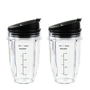 Blender Cups for Ninja Blender, 18OZ Cup with Sip & Seal Lids Compatible with 900w 1000w Nutri Ninja Blender Auto iQ series (2 Pack)