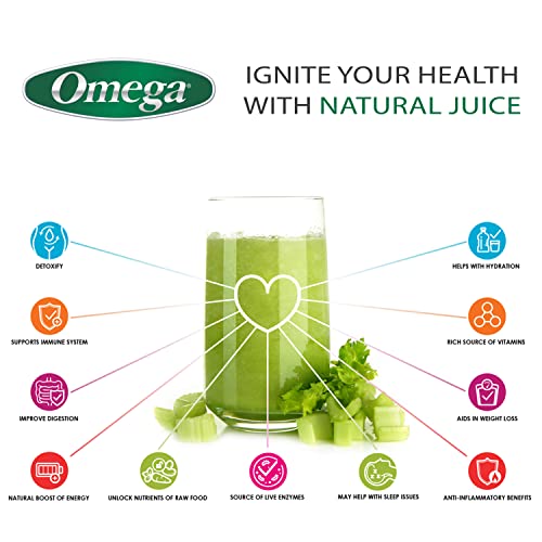 Omega MM900HDS Medical Medium Celery Juicer Slow Masticating High Juice Yield Adjustable Dial, 200-Watt, Silver