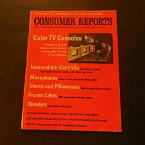 Consumer Reports Jan 1970 Color TV Consoles; V8s; Microphones; Blenders