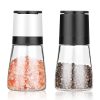 ONECAM Salt and Pepper Grinder Set of 2, Manual Adjustable Ceramic Core Salt Mills and Pepper Mills, Premium Durable Glass Salt and Pepper Shakers - Black&White Set