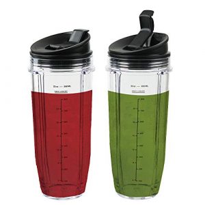 Blender Cups for Ninja Blender, 32OZ Cup with Sip & Seal Lids Compatible with Nutri Ninja Auto IQ Series Blenders BL480 BL481 BL482 BL490 BL640 BL680 BL450 BL482 BL682 BL642 BL640(2 Pack)