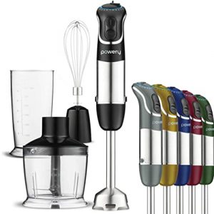 Multi-Use Immersion Blender, Hand Blender with Powerful Copper Motor 800W, 12 Speed, Turbo Mode, 3 in 1 Handheld Blender Stick Stainless Steel Blades, Whisk, Beaker with Measuring Marks, and Chopper