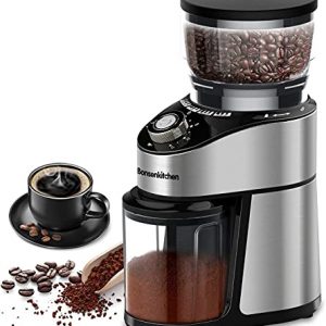Electric Burr Coffee Grinder, Automatic Conical Burr Mill Coffee Bean Grinder with 12 Precise Grind Settings and Cup Selection, Large Capacity, Stainless Steel