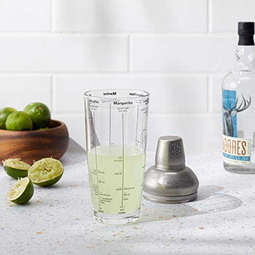 Houdini 24oz Glass Cocktail Shaker, Includes Six Recipes