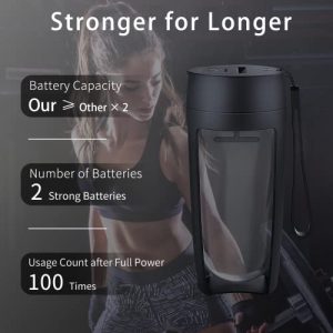 Electric Shaker Bottle, Made With Tritan - BPA Free Shaker Bottles For Protein Mixes - Upgrade Battery Mixer Cups 20OZ Electric Water Bottle For Protein Powder, Shakes, Coffee, Cocktail (Black)
