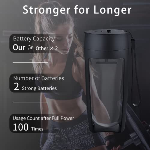 Electric Shaker Bottle, Made With Tritan - BPA Free Shaker Bottles For Protein Mixes - Upgrade Battery Mixer Cups 20OZ Electric Water Bottle For Protein Powder, Shakes, Coffee, Cocktail (Black)