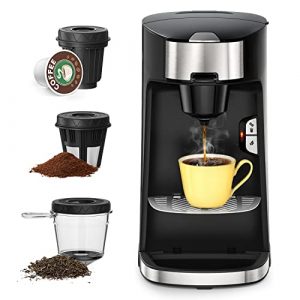 Coffee Maker, 3 in 1 Coffee & Tea Maker for K Cup, Loose Leaf Tea & Ground Coffee Compatible, with Self Cleaning Function, Fast & Fresh Brewed and 8 to 14 Oz. Brew Sizes