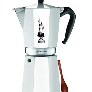 Original Bialetti 12-Espresso Cup Moka Express | Espresso Maker Machine and Zonoz Wooden Small Espresso Stirring Spoon Bundle (12-cup, 25 fl oz, 775 ml)