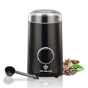 DR MILLS DM-7441B Electric Dried Spice and Coffee Grinder, Blade & cup made with SUS304 stianlees steel（Shiny Black）