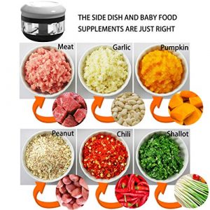 Mini Manual Food Chopper, An Extra Blade Durable Handheld Choppers and Dicers, Multifunction Food Processor, Fits for Chopping Vegetables/Fruits/Onions/Garlics/Salad/Coleslaw/Puree/Nuts(White)