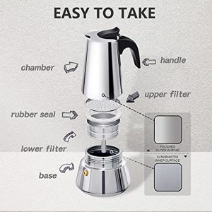 FCUS 12 CUP/600ML Stovetop Espresso Maker, Greca Coffee Maker Moka Pot, Stainless Steel Espresso Maker - Induction Compatible