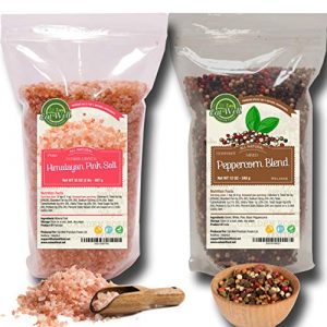 Four Peppercorns Blend -12 oz and Himalayan Pink Salt (Coarse Grain) 2 lbs , Freshly Packed , Whole Black , Pink , Green , White Multi Color Pepper Corsn For Grinders Refill
