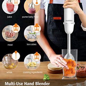 YUSIDO Immersion Hand Blender, Powerful 800 Watt Smart Stick with Titanium Steel Blades, 4-In-1 Food Processor Blender Combo for Multi-purpose Smoothie/Whisk/Chopper/Soup/Juicer/Crush Ice