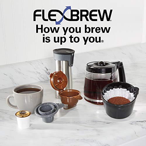 Hamilton Beach 49976 FlexBrew Trio 2-Way Single Serve Coffee Maker, Black & Fresh Grind Electric Coffee Grinder for Beans, Spices and More, Stainless Steel Blades, Makes up to 12 Cups, Black