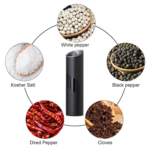 COKUNST Electric Salt or Pepper Grinder, Battery Operated Gravity Pepper Grinder with Light and Switch Button, Automatic Pepper Mill with One Hand Operation Refillable for Kitchen Resturant BBQ