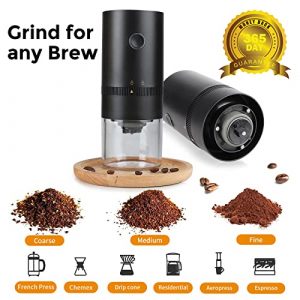 Portable Electric Burr Coffee Grinder, 4 Cups Small Automatic Conical Burr Grinder Coffee Bean Grinder with Multi Grind Setting for Espresso Drip Pour Over French Press, USB Rechargeable, Black