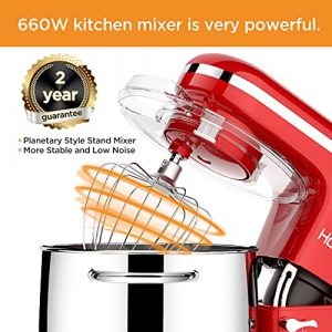 HOWORK Stand Mixer, 8.45 QT Bowl 660W Food Mixer, Multi Functional Kitchen Electric Mixer With Dough Hook, Whisk, Beater, Egg White Separator(8.45 QT, Red)