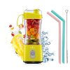 Portable Blender, Personal USB Rechargeable Juice Cup for Smoothie and Protein Shakes Mini Handheld Fruit Mixer 13Oz Bottle for Travel Gym Home Office Sports Outdoors Yellow