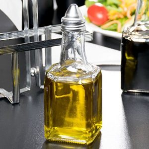 6-Ounce Salad Olive Oil/Vinegar Dispenser, Square Glass Cruet with Stainless Steel Pourer