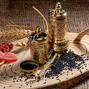 Salt And Pepper Grinder Set - Herb Grinder - Pepper Grinder Mill - Pepper Mill - Spice Grinder - Salt Grinder - Coffee Bean Grinder - Spice Grinder Manual (Gold)