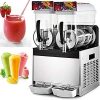 Happybuy Commercial Slushy Machine 110V 400W Stainless Steel Margarita Smoothie Frozen Drink Maker Suitable Perfect for Ice Juice Tea Coffee Making, 15L x 2 Tank