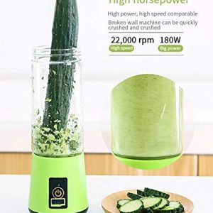 380ml Portable Blender Juice Cup, Small Blender Shakes Travel Blender Cup whit USB Rechargeable Batteries, 3D Blades for Great Mixing for Home, Sports, Office, Travel, Gym and Outdoors (Green)