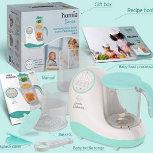Baby Food Maker Chopper Grinder - Mills and Steamer 8 in 1 Processor for Toddlers - Steam, Blend, Chop, Disinfect, Clean, 20 Oz Tritan Stirring Cup, Touch Control Panel, Auto Shut-Off, 110V Only
